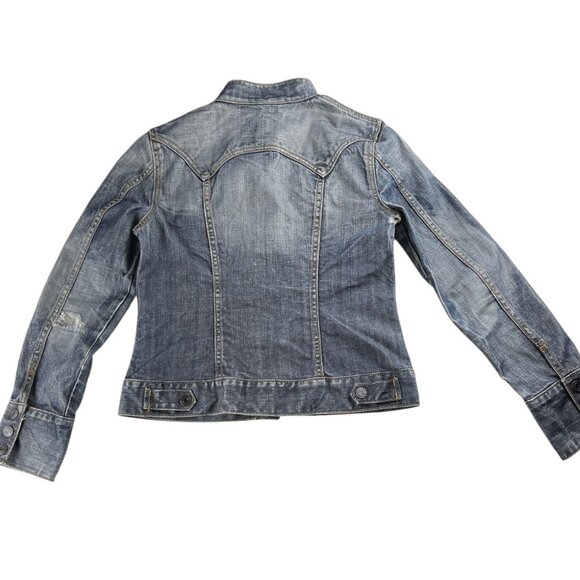 Vintage Y2K Gap Denim Jean Jacket Thrashed Distressed Grunge Size Small - Picture 2 of 16